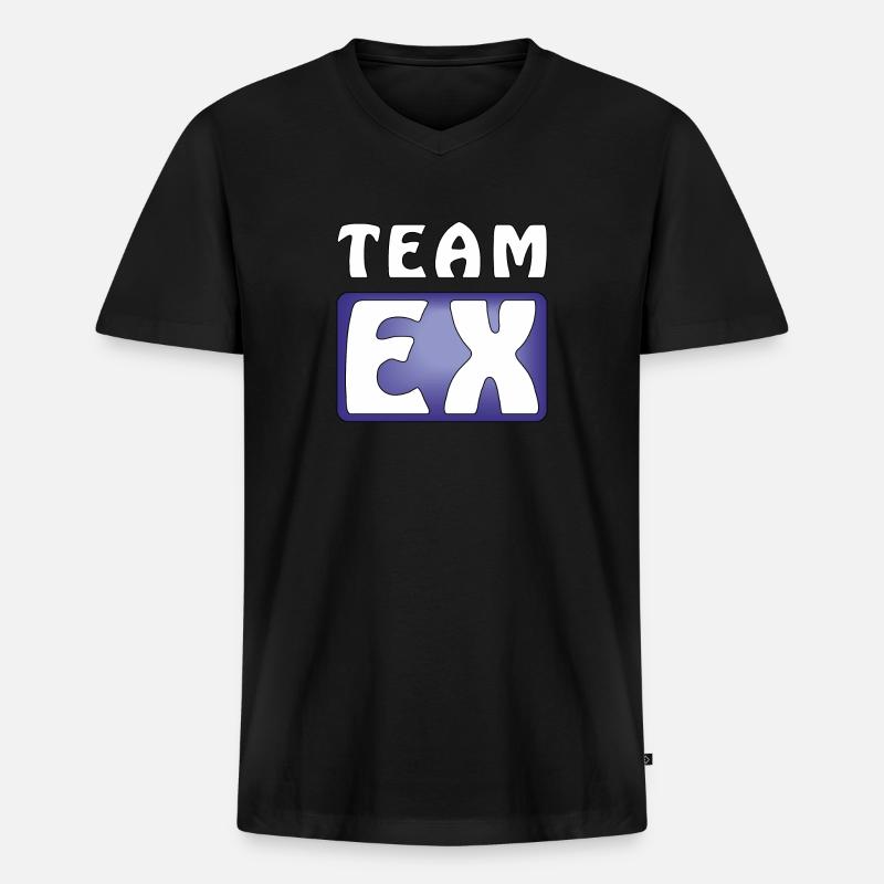 TEAM EX - Männer Premium Bio T-Shirt mit V-Ausschnitt - Schwarz