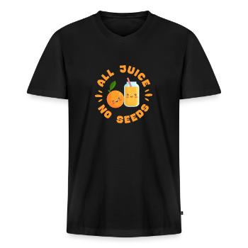 Tous les jus Sans graines Vasectomie Stérilisation masculine - T-shirt encolure en V Premium bio Homme - noir - Devant - Nico (187cm)