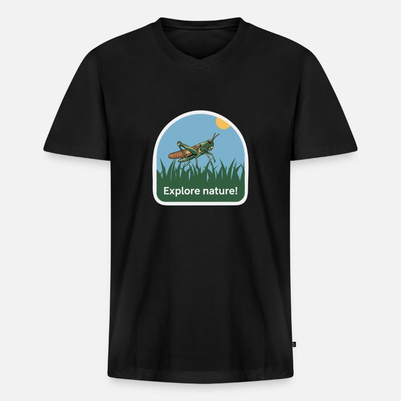 HEUSCHRECKE - Männer Premium Bio T-Shirt mit V-Ausschnitt - Schwarz