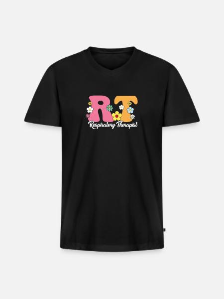 Inhalothérapeute Boho Fleurs Drôle - T-shirt encolure en V Premium bio Homme - noir