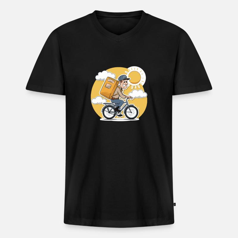 IHR POSTBOTE - Männer Premium Bio T-Shirt mit V-Ausschnitt - Schwarz