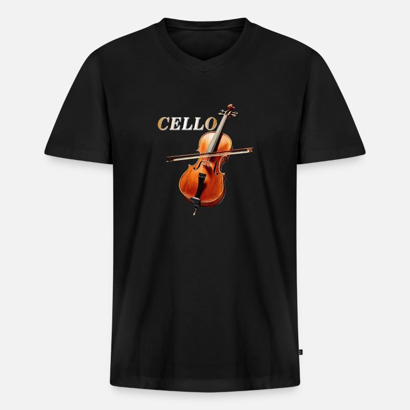 CELLO - Männer Premium Bio T-Shirt mit V-Ausschnitt - Schwarz