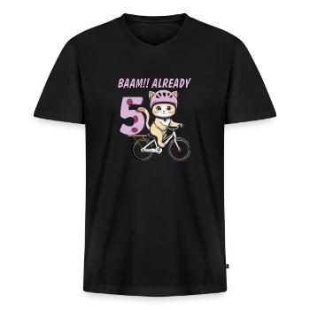KATZE FAHRRAD BAAM!! ALREADY 5 - Männer Premium Bio T-Shirt mit V-Ausschnitt - Schwarz - Vorne - Nico (187cm)