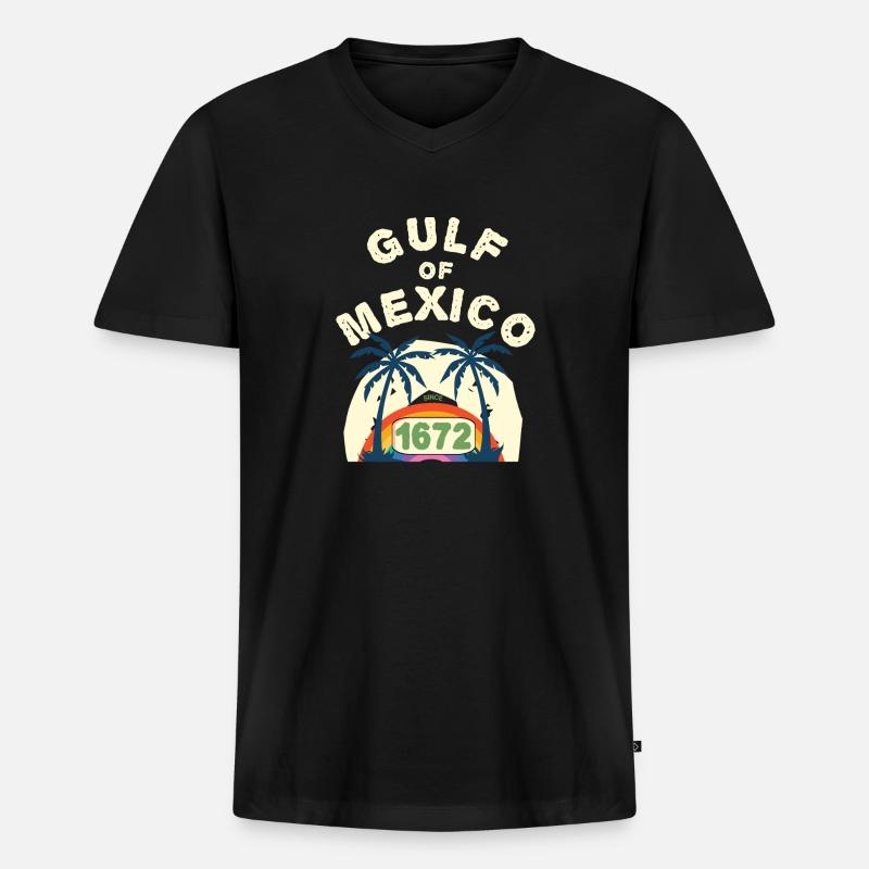 Golf des Mexikos Regenbogen - Männer Premium Bio T-Shirt mit V-Ausschnitt - Schwarz