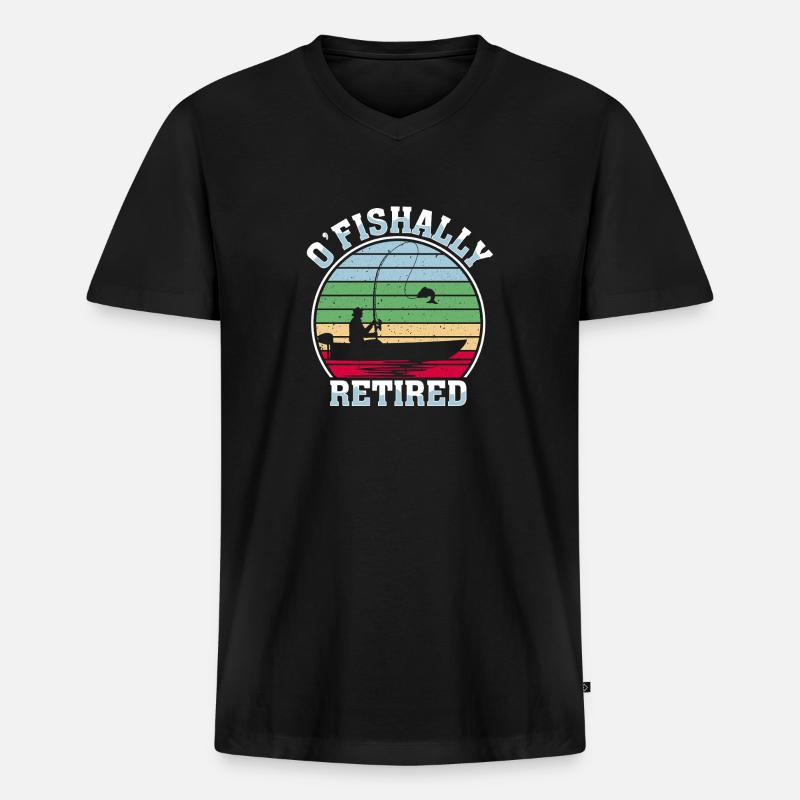 O'Fishally Retired - Männer Premium Bio T-Shirt mit V-Ausschnitt - Schwarz