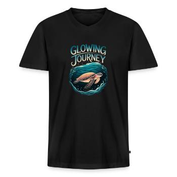 Glowing Journey Turtle Design - Men's Premium Organic T-shirt with V-neck - black - Front - Nico (187cm)
