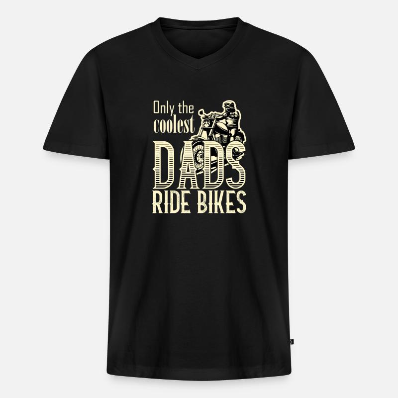 coolest dads ride bikes - Männer Premium Bio T-Shirt mit V-Ausschnitt - Schwarz