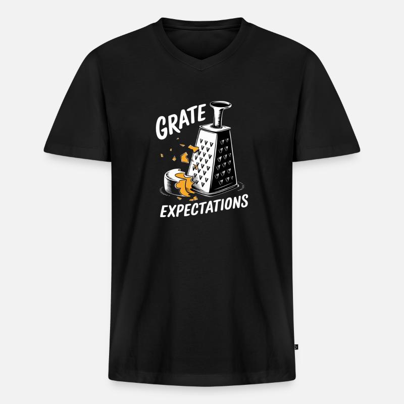 Grate Expectations Pun Design - Männer Premium Bio T-Shirt mit V-Ausschnitt - Schwarz