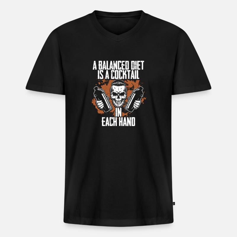 Barkeeper Barmann Bartending - Männer Premium Bio T-Shirt mit V-Ausschnitt - Schwarz