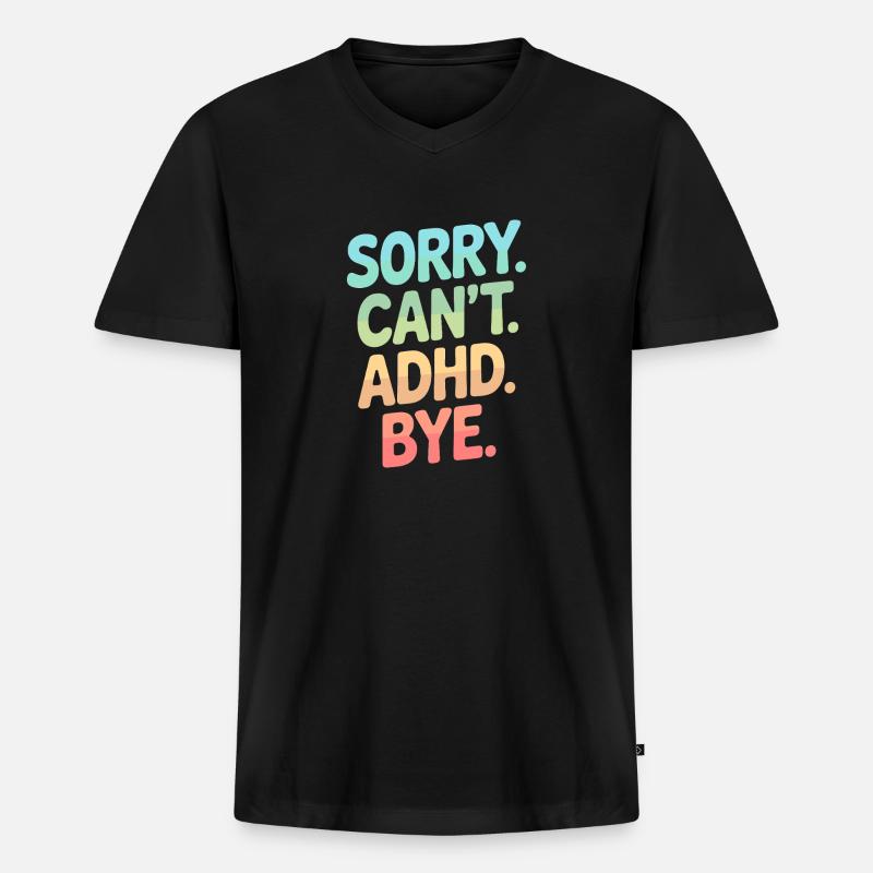 ADHS - Männer Premium Bio T-Shirt mit V-Ausschnitt - Schwarz