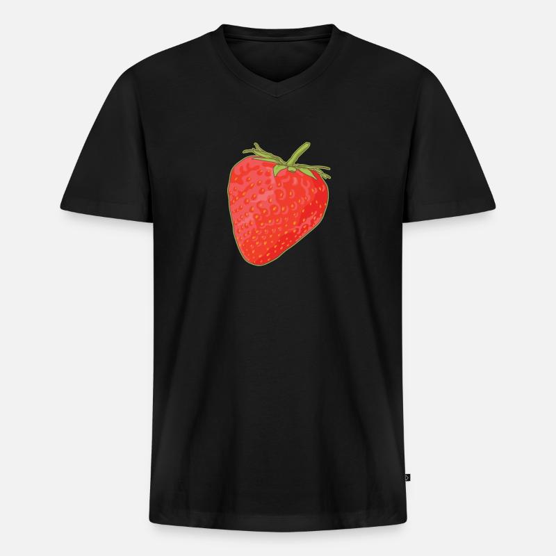 Erdbeeren Erdbeere Strawberry Geschenk - Männer Premium Bio T-Shirt mit V-Ausschnitt - Schwarz