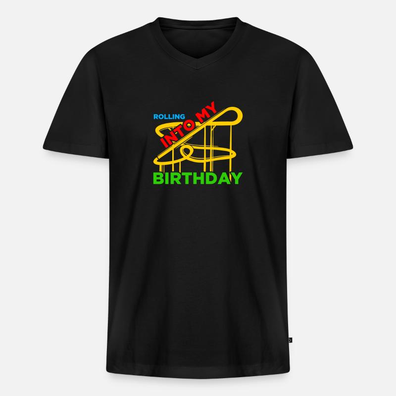 Rolling into Freizeitpark Rollercoaster Achterbahn - Männer Premium Bio T-Shirt mit V-Ausschnitt - Schwarz