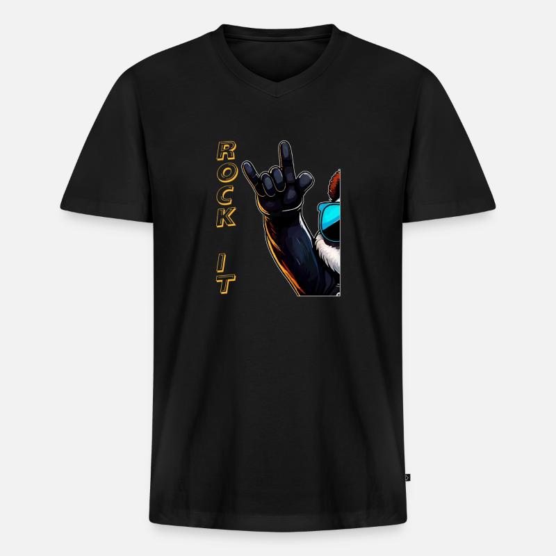 ROCK IT - Männer Premium Bio T-Shirt mit V-Ausschnitt - Schwarz