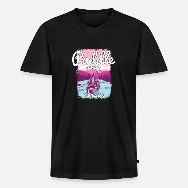 Kajakfahren - Männer Premium Bio T-Shirt mit V-Ausschnitt - Schwarz