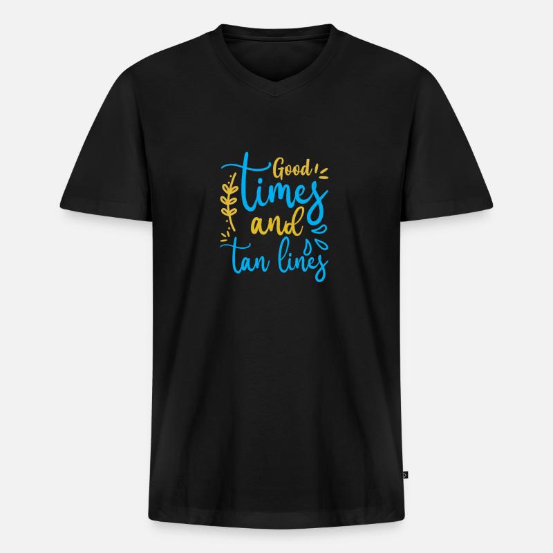 Good Times Tan Lines - Männer Premium Bio T-Shirt mit V-Ausschnitt - Schwarz