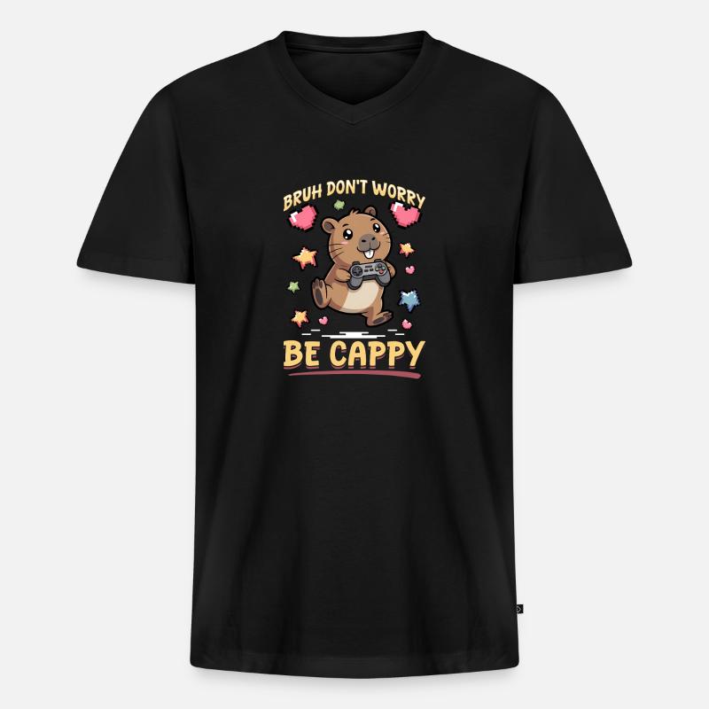 Capybara Gamer Gaming - Men's Premium Organic T-shirt with V-neck - black