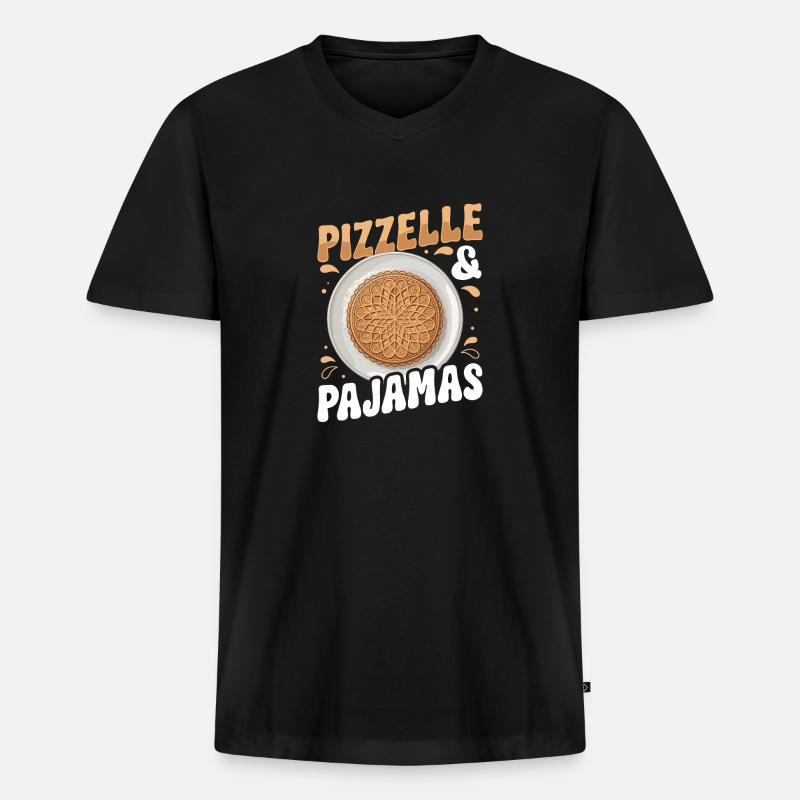 Pizzelle Waffle - Italian Waffles - Men's Premium Organic T-shirt with V-neck - black