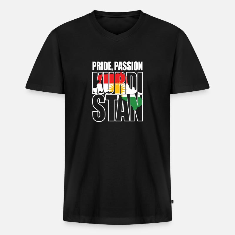 Pride Passion Kurdistan Kurde Kurden - Männer Premium Bio T-Shirt mit V-Ausschnitt - Schwarz