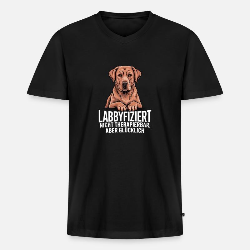 Labbyfiziert Foxred Labrador - Männer Premium Bio T-Shirt mit V-Ausschnitt - Schwarz