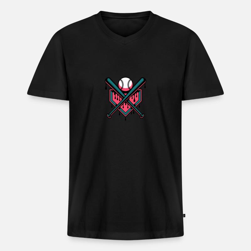 Baseball Eis Baseballschläger - Männer Premium Bio T-Shirt mit V-Ausschnitt - Schwarz
