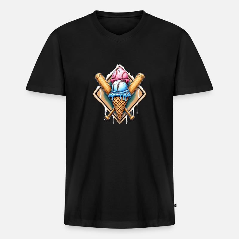 Baseball Eis Baseballschläger - Männer Premium Bio T-Shirt mit V-Ausschnitt - Schwarz