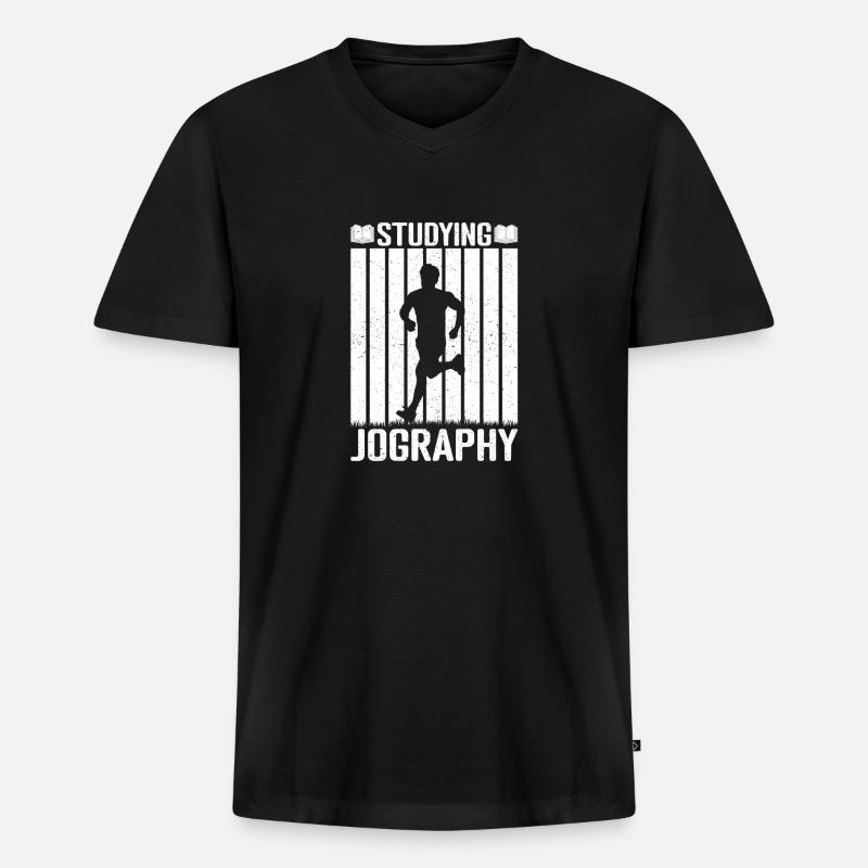 Marathon Runner Studying Jography Running - Männer Premium Bio T-Shirt mit V-Ausschnitt - Schwarz