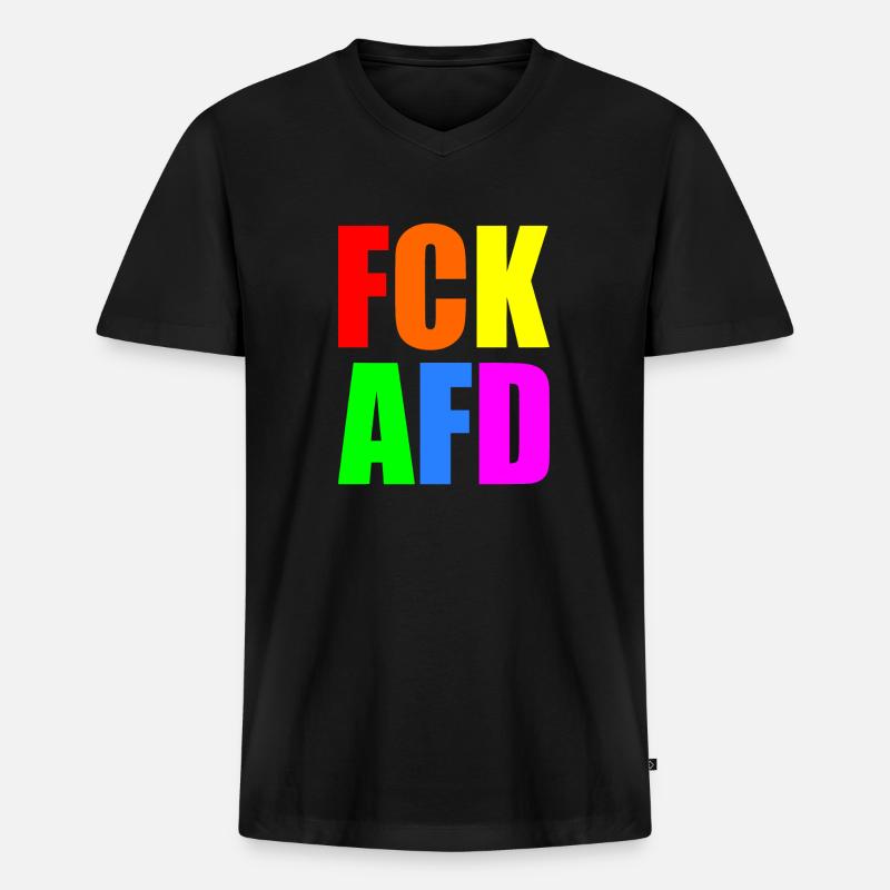 Fck afd - Männer Premium Bio T-Shirt mit V-Ausschnitt - Schwarz