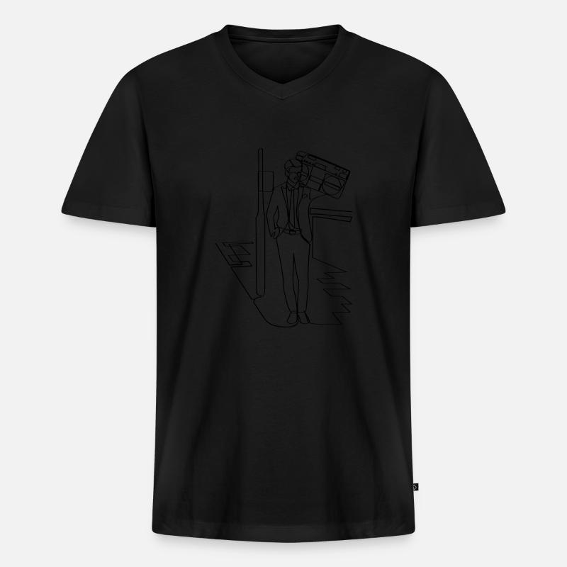 Suitwoofer - Männer Premium Bio T-Shirt mit V-Ausschnitt - Schwarz