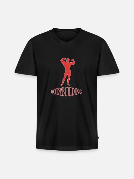 Musculation de musculation - T-shirt encolure en V Premium bio Homme - noir