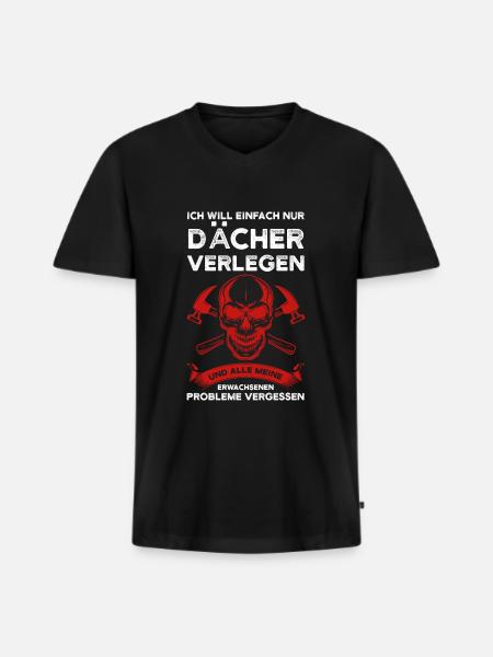 Dachdecker Beruf Dachdeckermeister Geschenk - Männer Premium Bio T-Shirt mit V-Ausschnitt - Schwarz