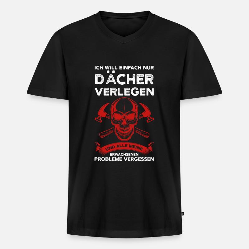 Dachdecker Beruf Dachdeckermeister Geschenk - Männer Premium Bio T-Shirt mit V-Ausschnitt - Schwarz