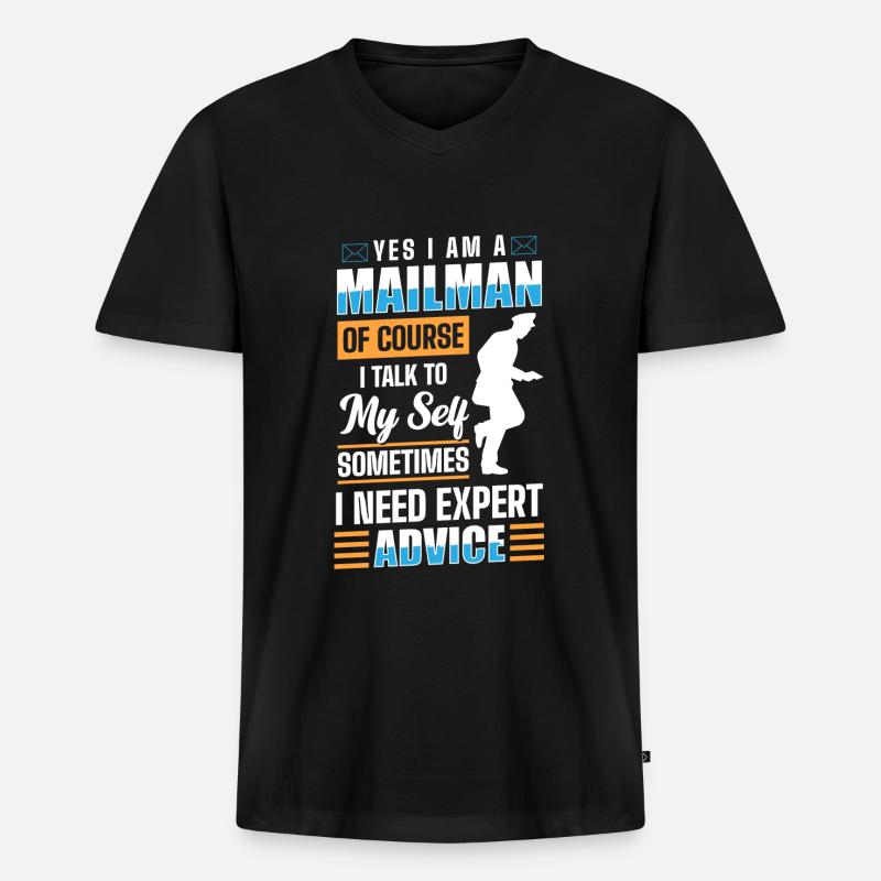 Post Beruf Arbeit Paketbote - Männer Premium Bio T-Shirt mit V-Ausschnitt - Schwarz