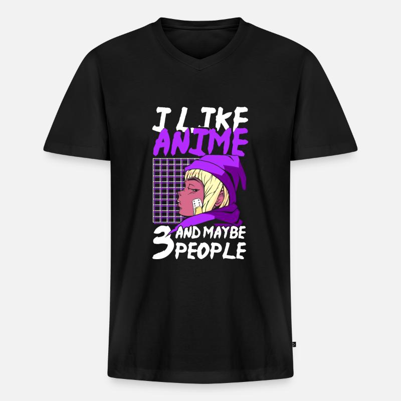 Manga Japan Comic Nerd - Männer Premium Bio T-Shirt mit V-Ausschnitt - Schwarz