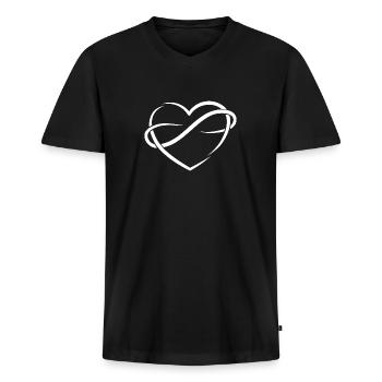 Polyamor Herz für dunkle Fans - Männer Premium Bio T-Shirt mit V-Ausschnitt - Schwarz - Vorne - Nico (187cm)