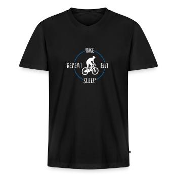 Bike, Eat, Sleep, Repeat - Men's Premium Organic T-shirt with V-neck - black - Front - Nico (187cm)