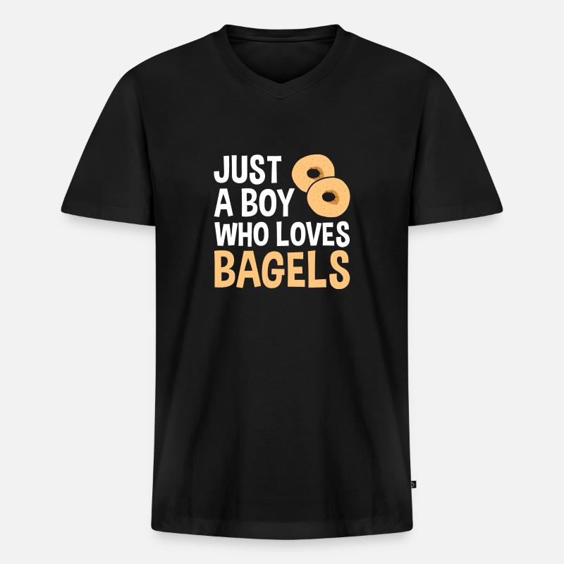 Bagel Spruch Geschenk - Männer Premium Bio T-Shirt mit V-Ausschnitt - Schwarz