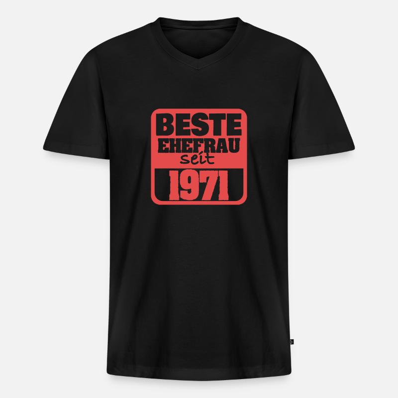 Ehefrau 1971 - Männer Premium Bio T-Shirt mit V-Ausschnitt - Schwarz