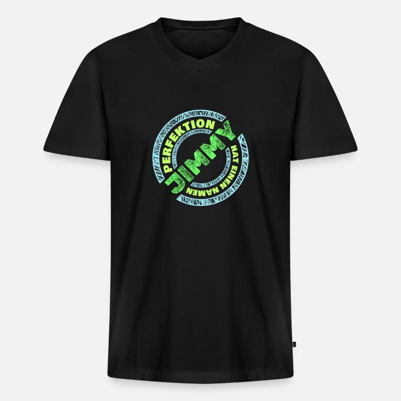 Perfektion Perfekt Jimmy - Männer Premium Bio T-Shirt mit V-Ausschnitt - Schwarz
