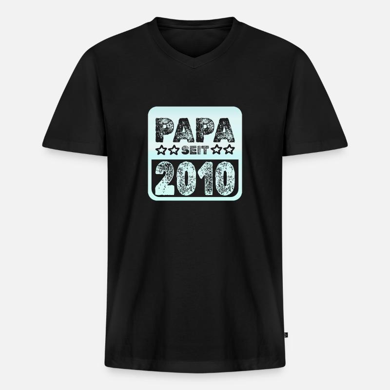 2010 - Männer Premium Bio T-Shirt mit V-Ausschnitt - Schwarz
