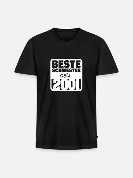Geschwister 2001 - Männer Premium Bio T-Shirt mit V-Ausschnitt - Schwarz