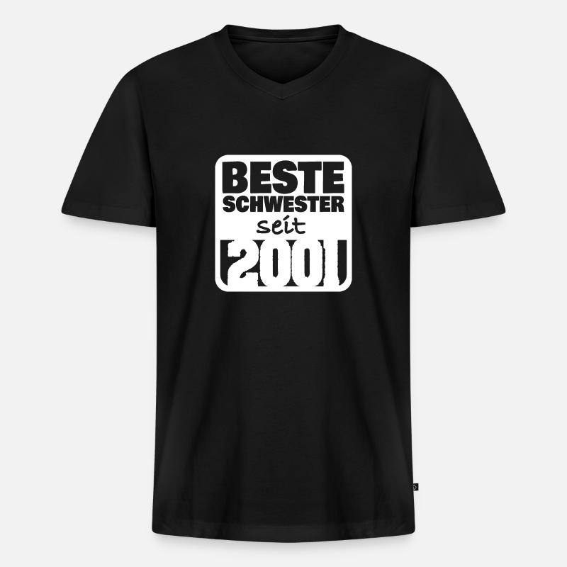 Geschwister 2001 - Männer Premium Bio T-Shirt mit V-Ausschnitt - Schwarz