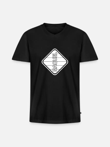 Vorname Raquel - Männer Premium Bio T-Shirt mit V-Ausschnitt - Schwarz