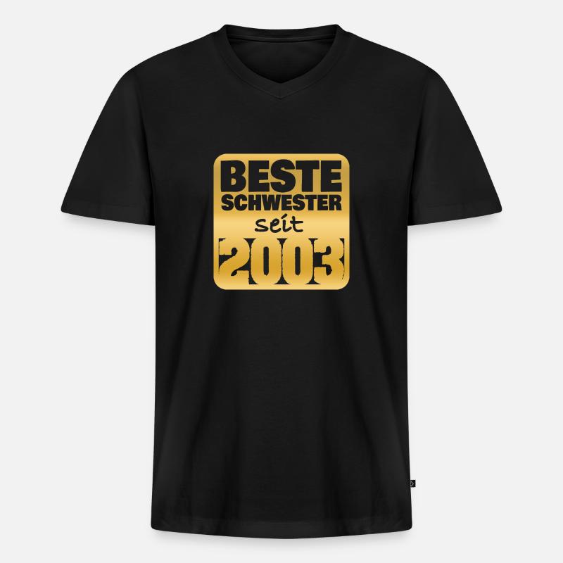 Schwester 2003 - Männer Premium Bio T-Shirt mit V-Ausschnitt - Schwarz