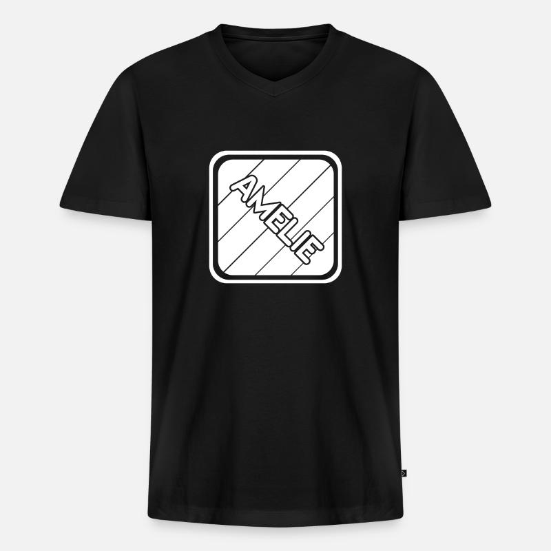 Amelie als Mädchenname - Männer Premium Bio T-Shirt mit V-Ausschnitt - Schwarz