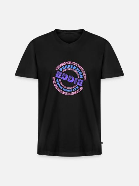 Eddie Eddie - Männer Premium Bio T-Shirt mit V-Ausschnitt - Schwarz