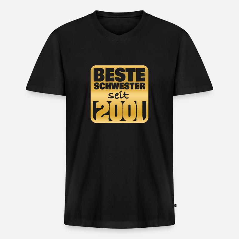 Schwester 2001 - Männer Premium Bio T-Shirt mit V-Ausschnitt - Schwarz