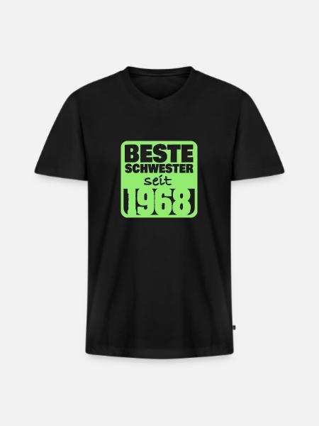 Geschwister 1968 - Männer Premium Bio T-Shirt mit V-Ausschnitt - Schwarz
