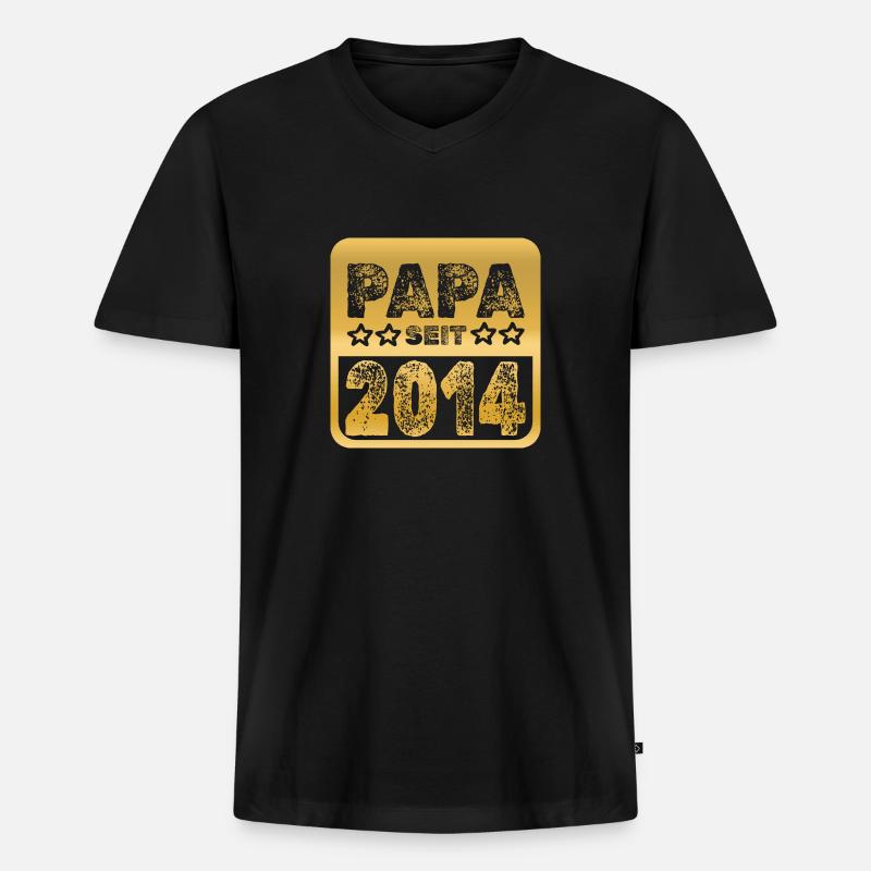 2014 - Männer Premium Bio T-Shirt mit V-Ausschnitt - Schwarz