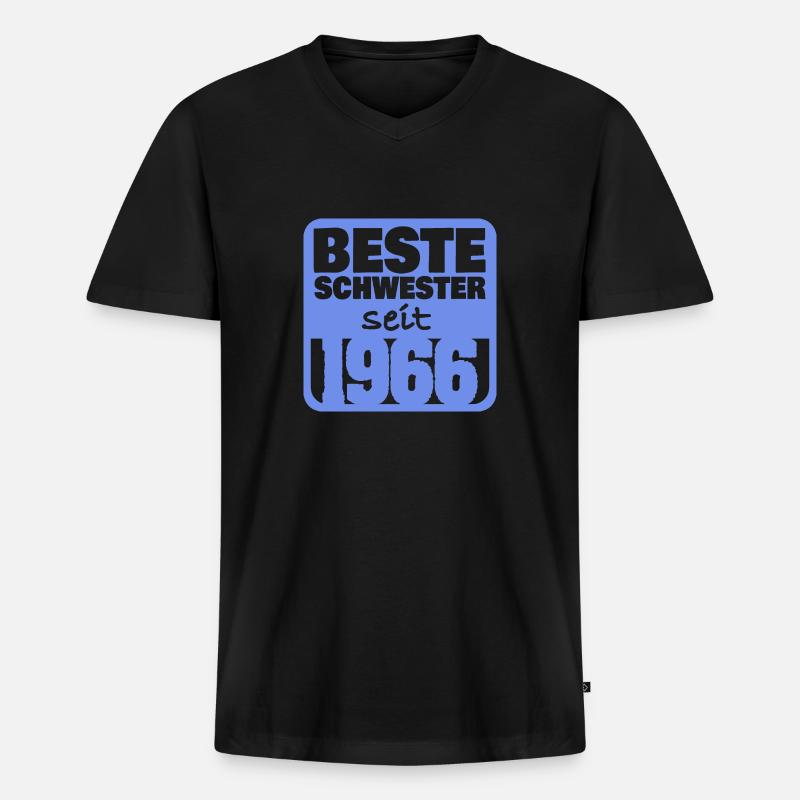 Schwesterchen 1966 - Männer Premium Bio T-Shirt mit V-Ausschnitt - Schwarz