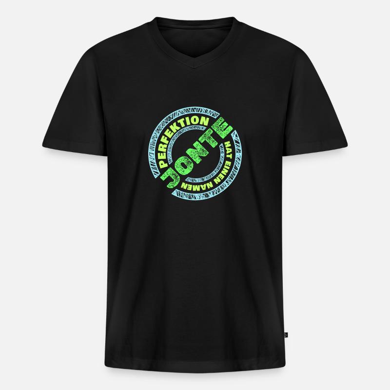 Jonte Jonte - Männer Premium Bio T-Shirt mit V-Ausschnitt - Schwarz